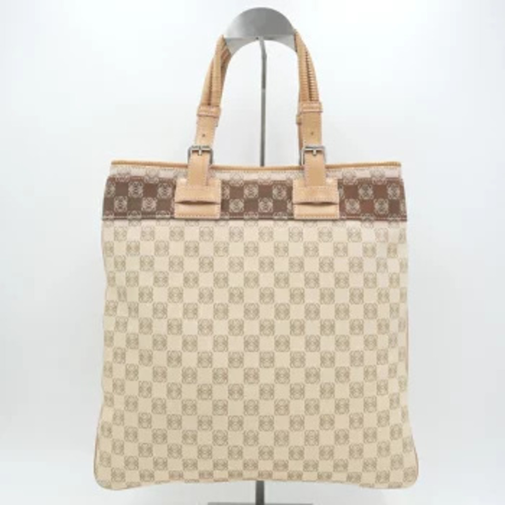 Loewe Anagram Tote Bag Canvas Leather Beige Tan